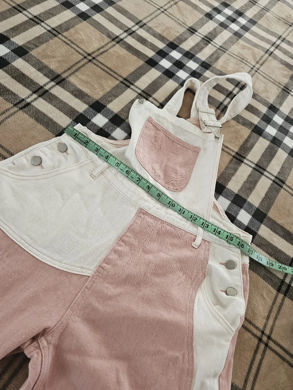 Cider Pink and White Patchwork Overalls - Picture 6 of 8